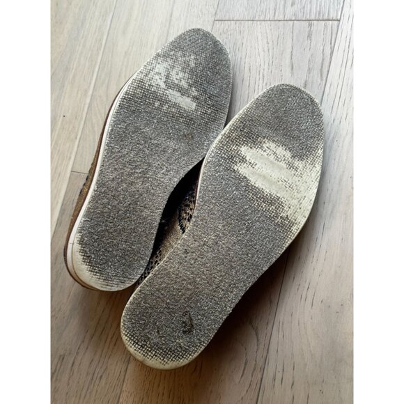 Free People Gold Navy Textile Loafers Sz 6.5 37 Slip-On Leather Lining Snake eye - Picture 3 of 8